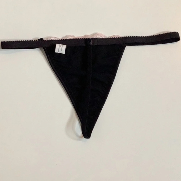 Leg Avenue Size Medium Pink & Black Lace Trim Thong Panty. New Without Tags - Picture 3 of 4